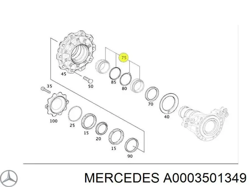 A0003501349 Mercedes Підшипник ступиці задньої