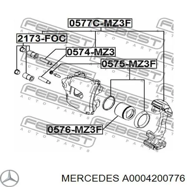 A0004200776 Mercedes пильник направляючої супортугальмівного, переднього