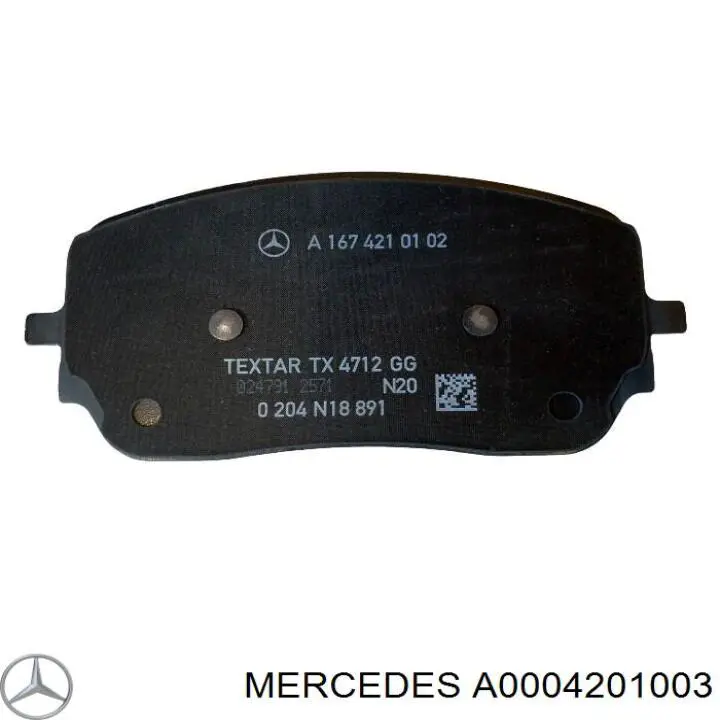 Купити A0004201003 Mercedes Колодки гальмівні передні, дискові