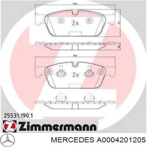 A0004201205 Mercedes Передні гальмівні колодки