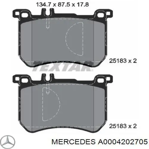 Гальмівні колодки Mercedes A0004202705 ціна, від 74.05 USD