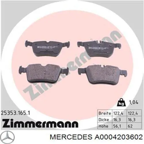 Задні гальмівні колодки Mercedes A0004203602 ціна, від 46.53 USD