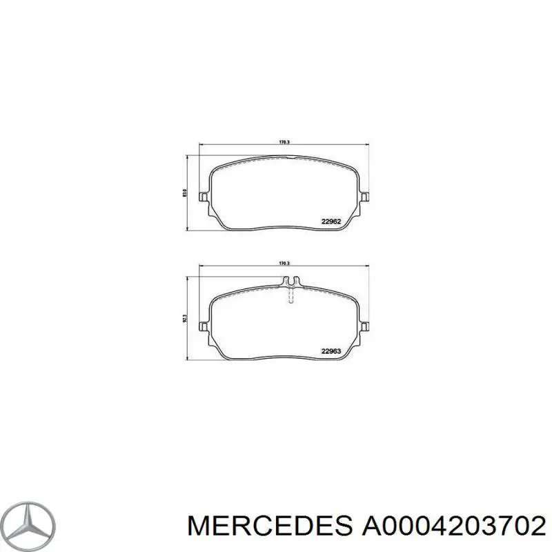 A0004203702 Mercedes Передні гальмівні колодки