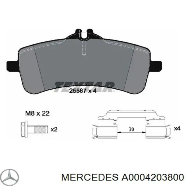 A0004203800 Mercedes колодки гальмівні передні, дискові