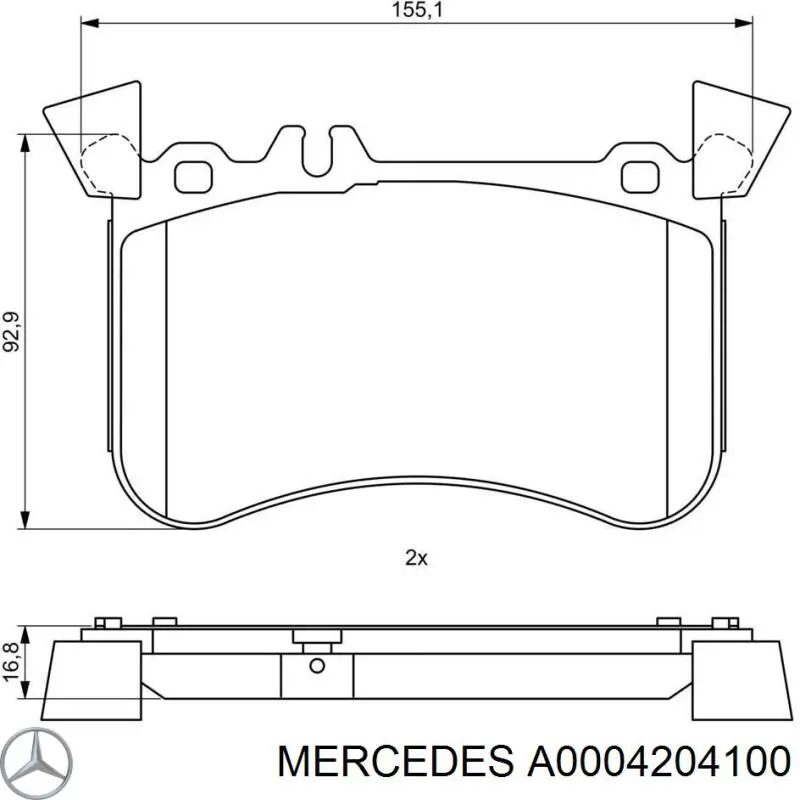 Передні тормозні колодки A0004204100 Mercedes