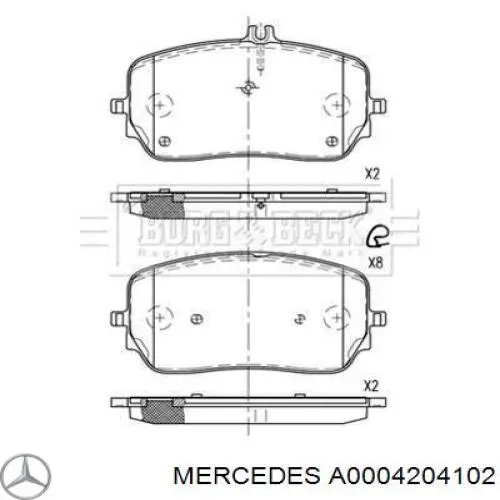 Купити A0004204102 Mercedes Задні колодки