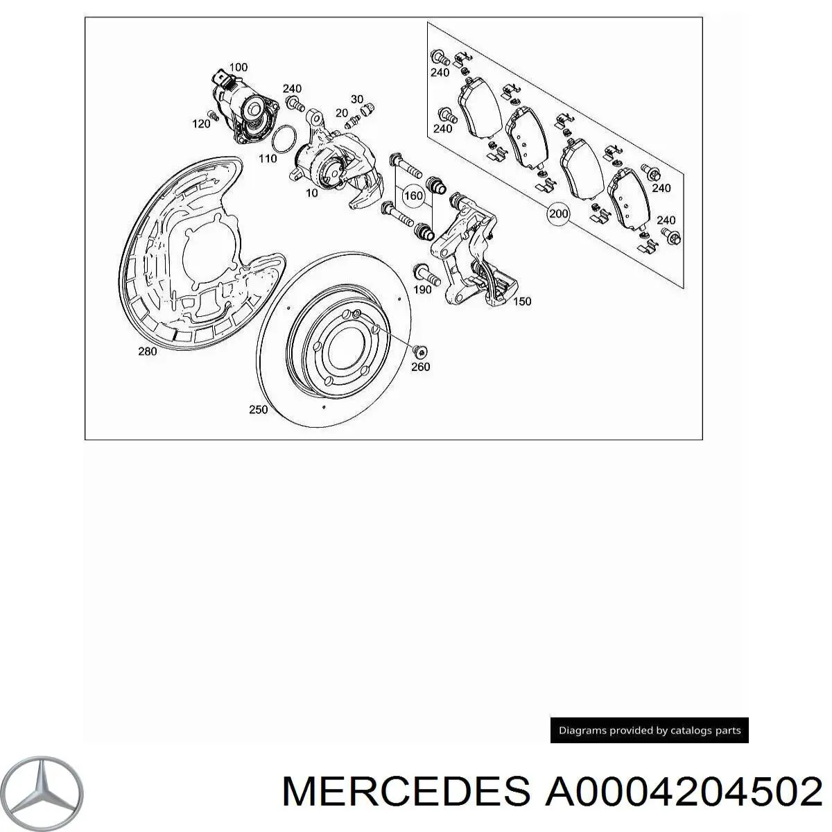 Купити A0004204502 Mercedes Задні колодки