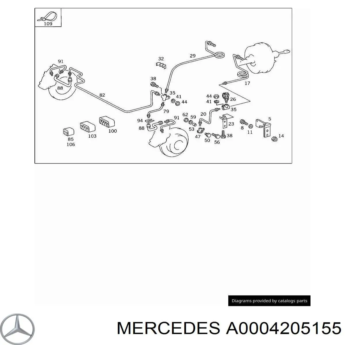 Купити A0004205155 Mercedes Штуцер прокачування супорту гальмівного, заднього