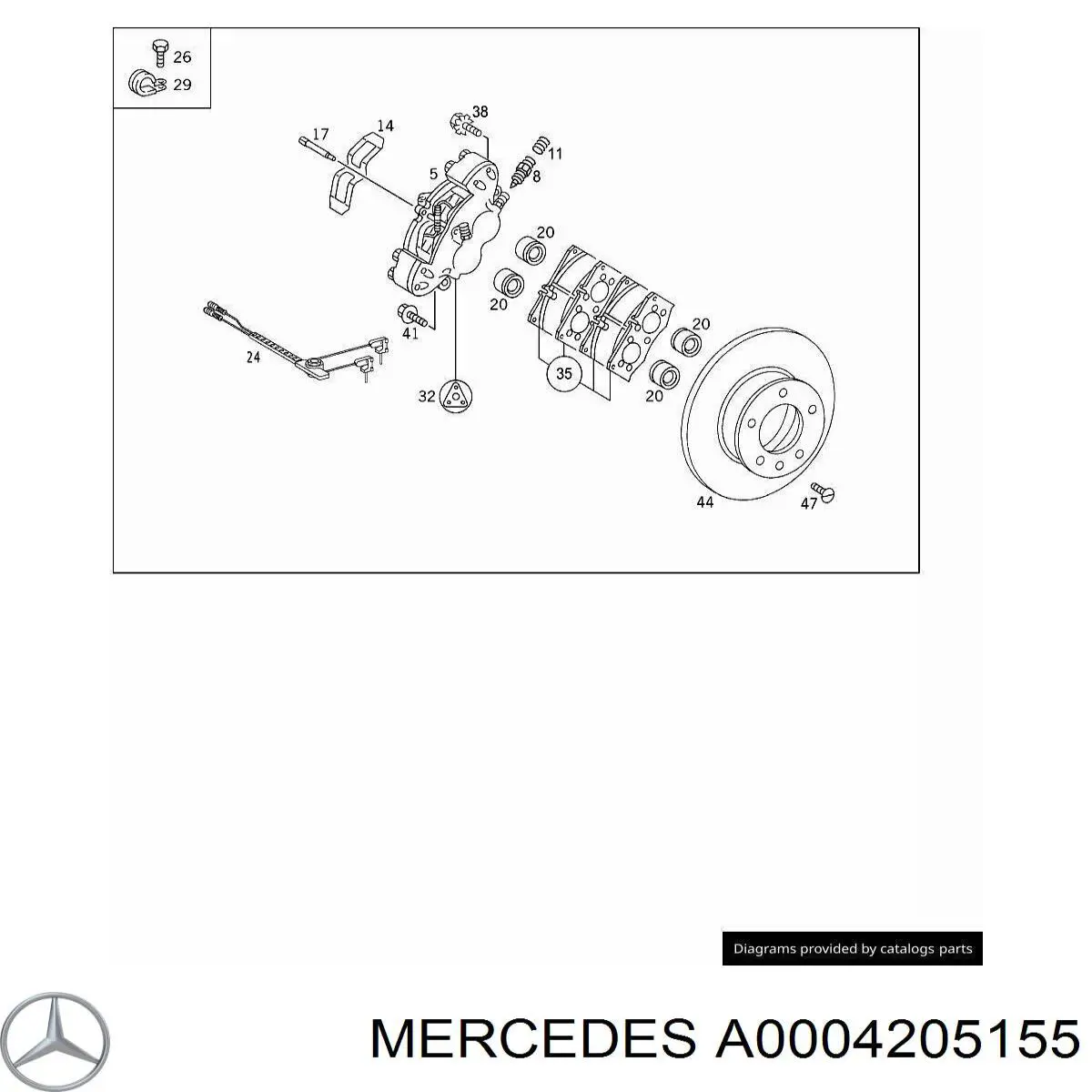 A0004205155 Mercedes штуцер прокачування супорту гальмівного, заднього