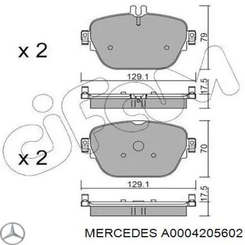 Колодки гальмові задні, дискові A0004205602 Mercedes