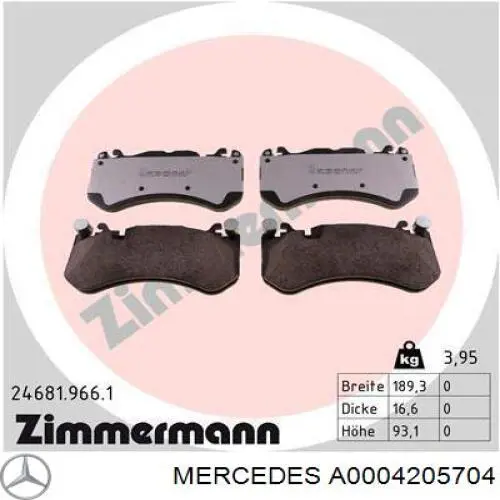 Гальмівні колодки Mercedes A0004205704 ціна, від 172.59 USD