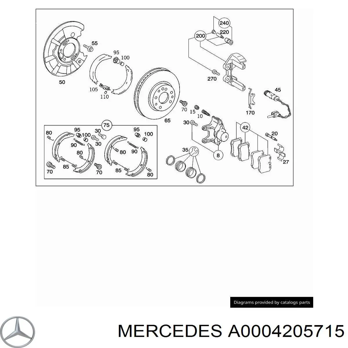 Скоба супорту заднього Mercedes A0004205715 ціна, від 195.97 USD