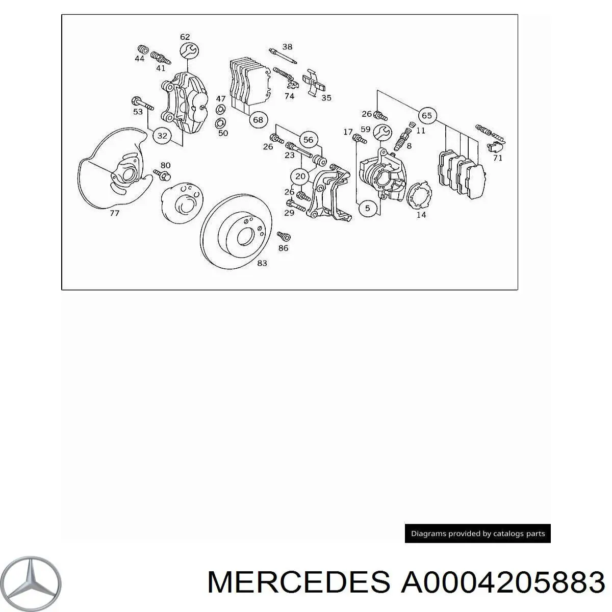 Купити A0004205883 Mercedes Супорт гальмівний передній правий