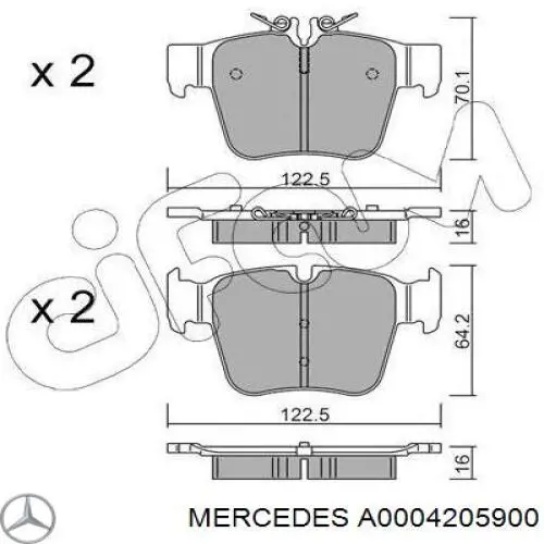 Задні гальмівні колодки A0004205900 Mercedes