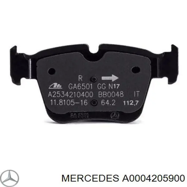 A0004205900 Mercedes колодки гальмові задні, дискові