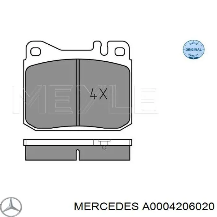 Колодки гальмівні передні, дискові A0004206020 Mercedes