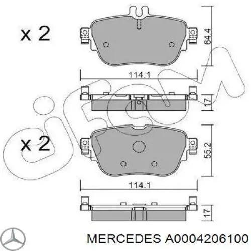 Задні гальмівні колодки A0004206100 Mercedes