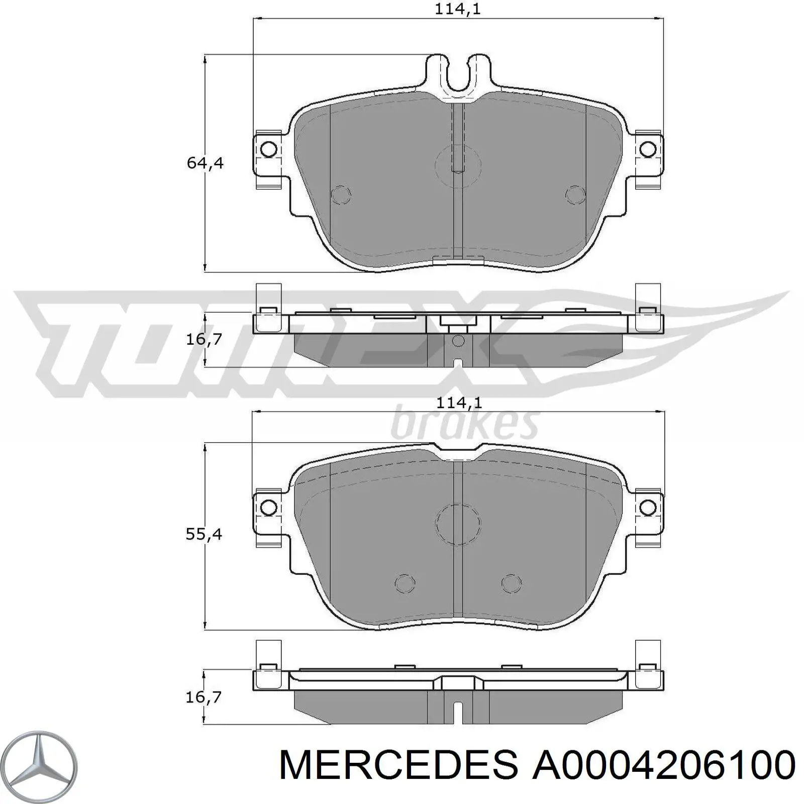 Купити A0004206100 Mercedes Задні колодки