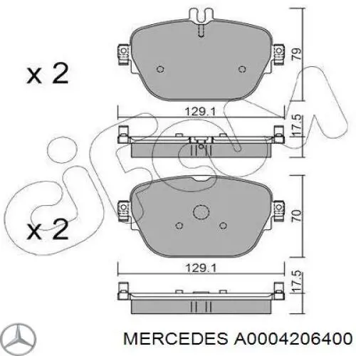 Купити A0004206400 Mercedes Задні колодки
