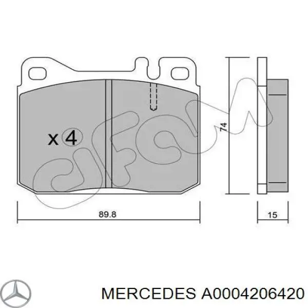 Купити A0004206420 Mercedes Колодки гальмівні передні, дискові