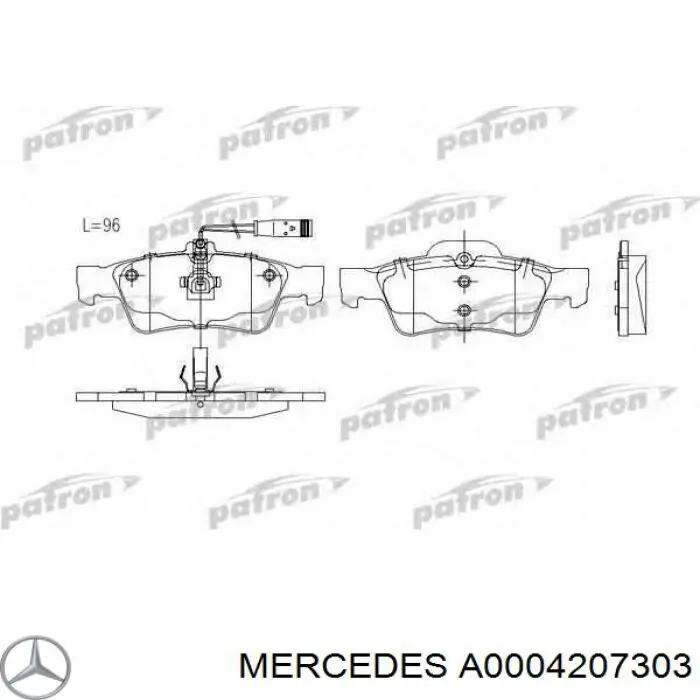 A0004207303 Mercedes колодки гальмові задні, дискові