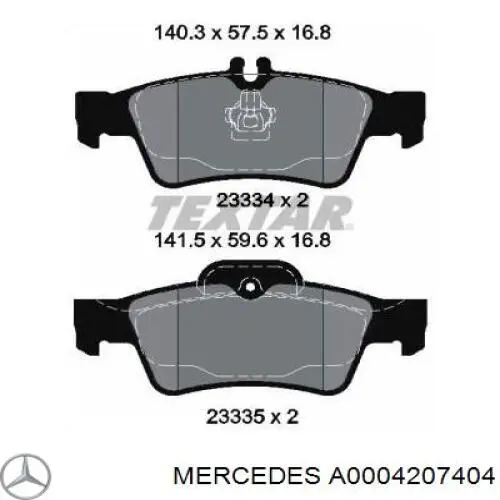 A0004207404 Mercedes Передні гальмівні колодки