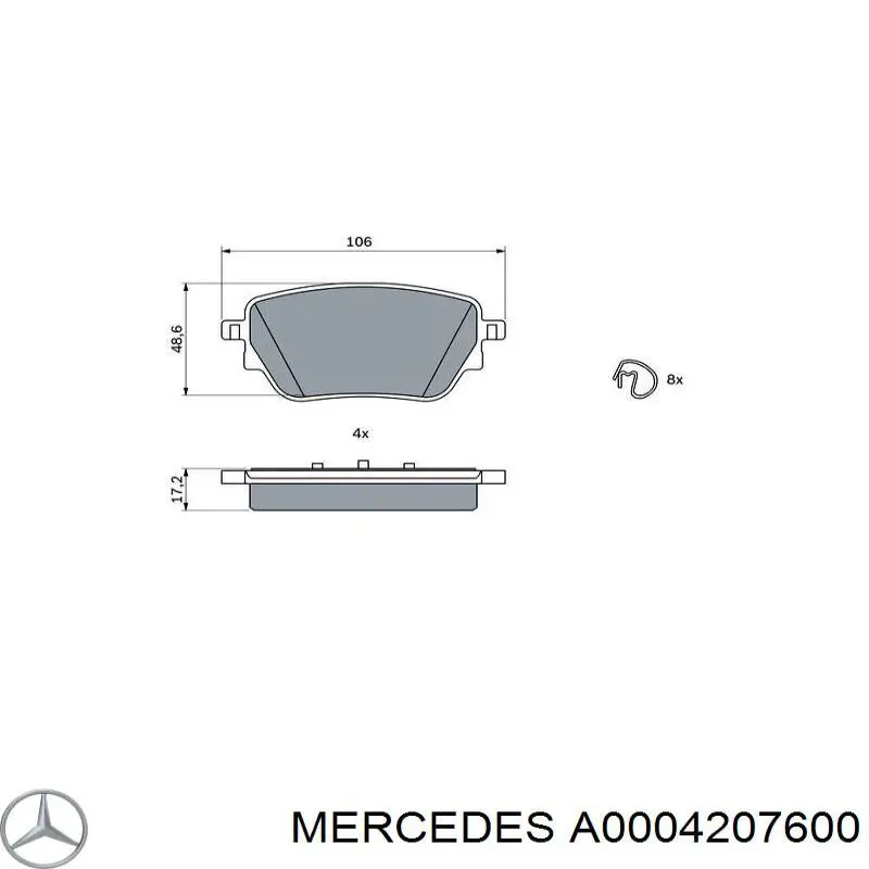 Задні гальмівні колодки Mercedes A0004207600 ціна, від 37.92 USD