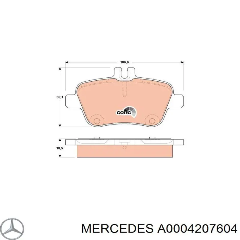 Задні гальмівні колодки Mercedes A0004207604 ціна, від 49.56 USD
