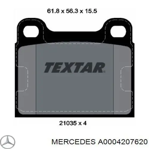 Колодки гальмові задні, дискові A0004207620 Mercedes