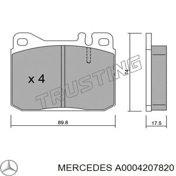 Колодки гальмівні передні, дискові A0004207820 Mercedes