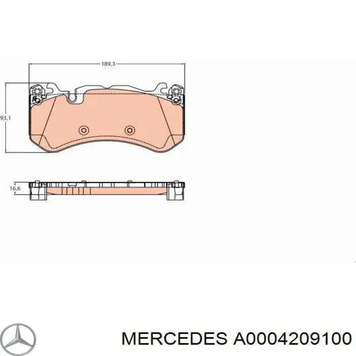 Гальмівні колодки Mercedes A0004209100 ціна, від 185.61 USD