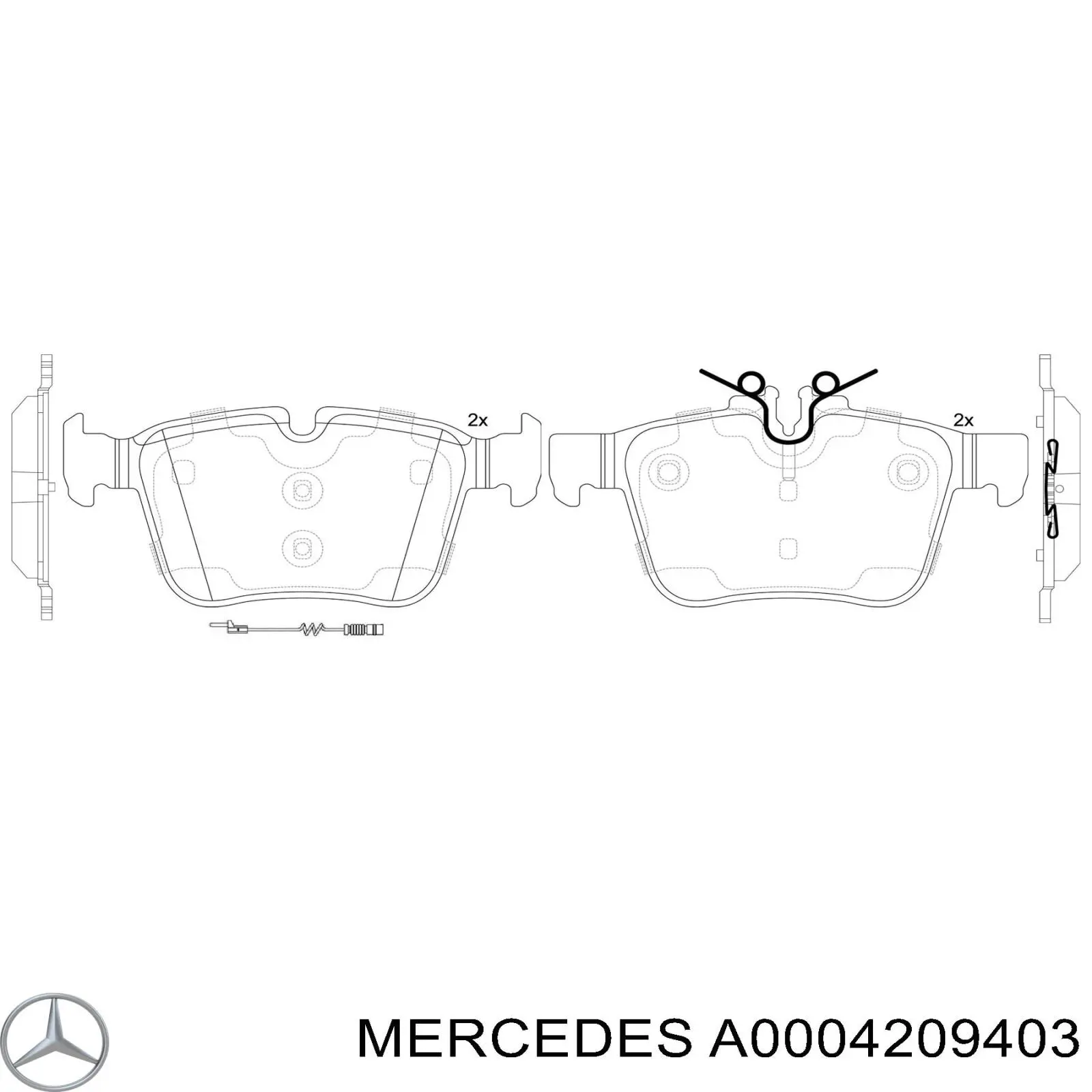 A0004209403 Mercedes колодки гальмові задні, дискові
