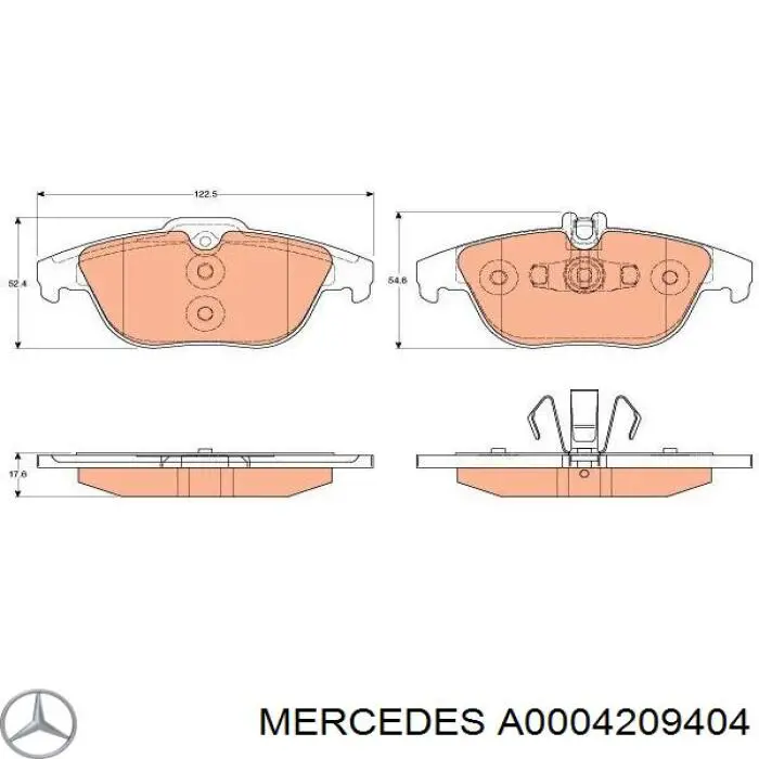 Купити A0004209404 Mercedes Задні колодки