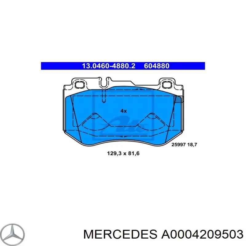 A0004209503 Mercedes Передні гальмівні колодки