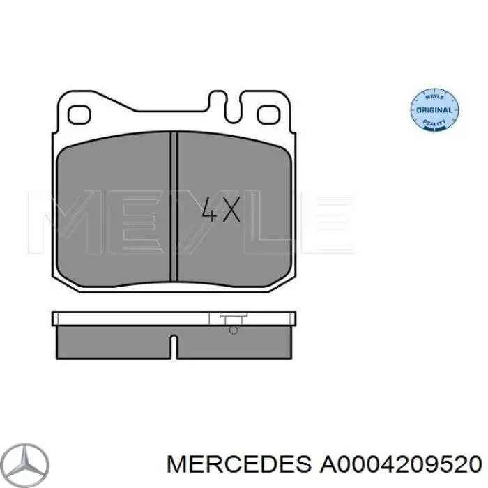 A0004209520 Mercedes колодки гальмівні передні, дискові