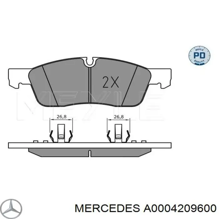 A0004209600 Mercedes колодки гальмівні передні, дискові