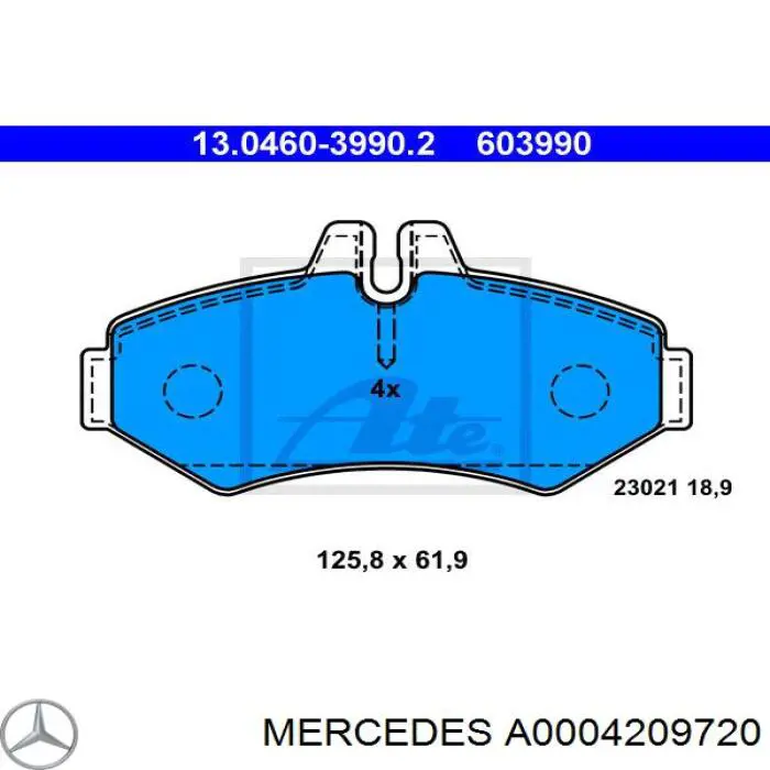 Купити A0004209720 Mercedes Задні колодки