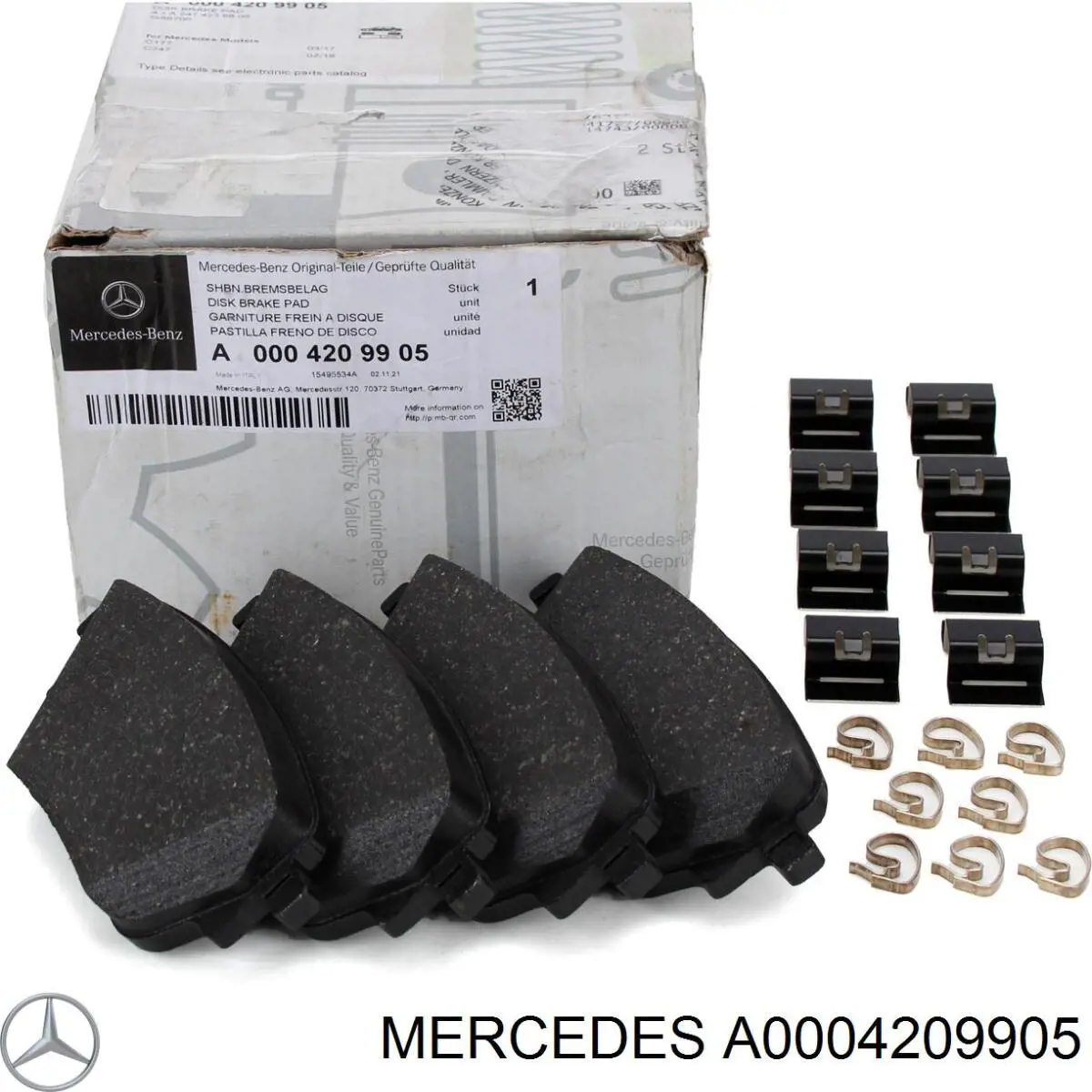 A0004209905 Mercedes Колодки гальмівні задні, дискові