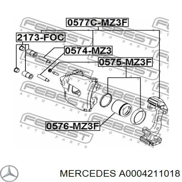 A0004211018 Mercedes Втулка напрямна гальмівного супорта