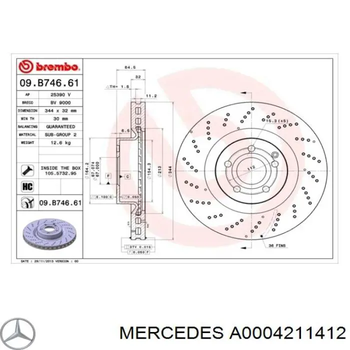 Диск переднього гальма Mercedes A0004211412 ціна, від 78.50 USD