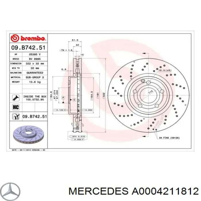 Купити A0004211812 Mercedes Ротор гальмівний