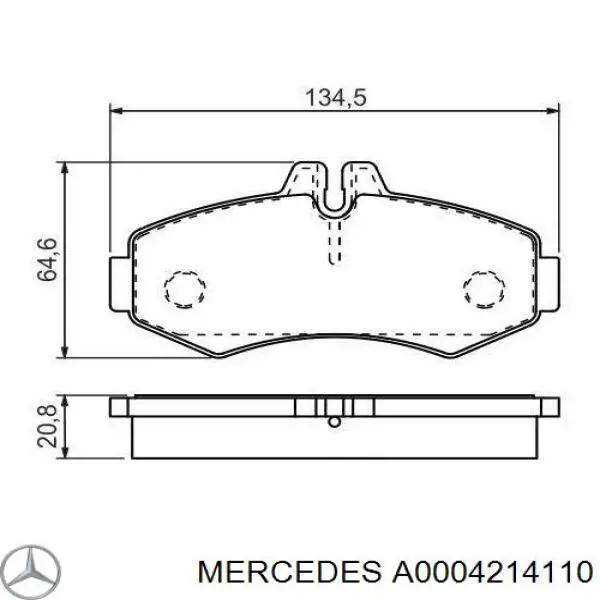 Передні тормозні колодки A0004214110 Mercedes