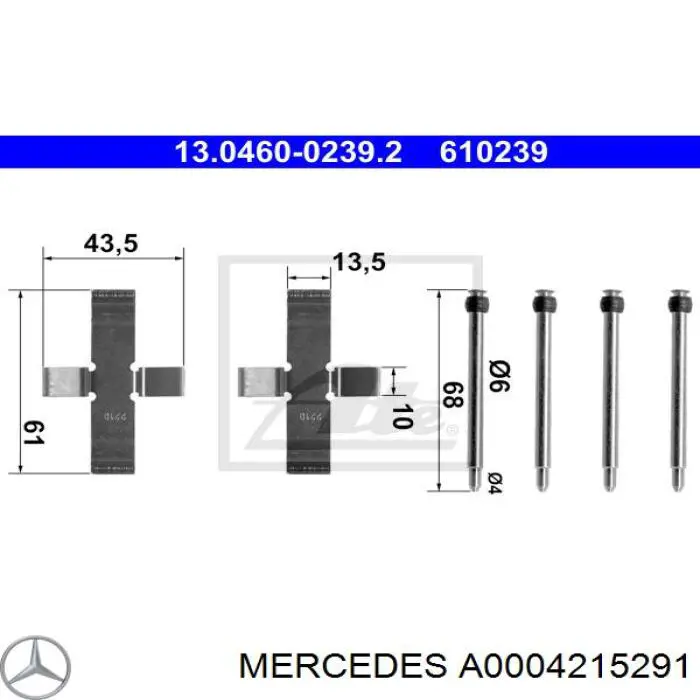 Комплект пружинок кріплення дискових колодок, задніх Mercedes A0004215291 ціна, від 8.98 USD