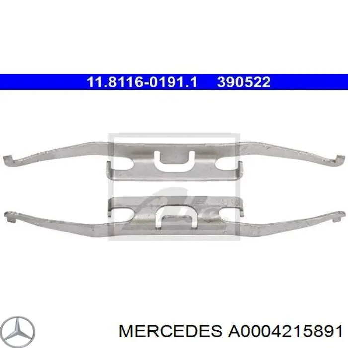 A0004215891 Mercedes Комплект пружинок кріплення дискових колодок, передніх