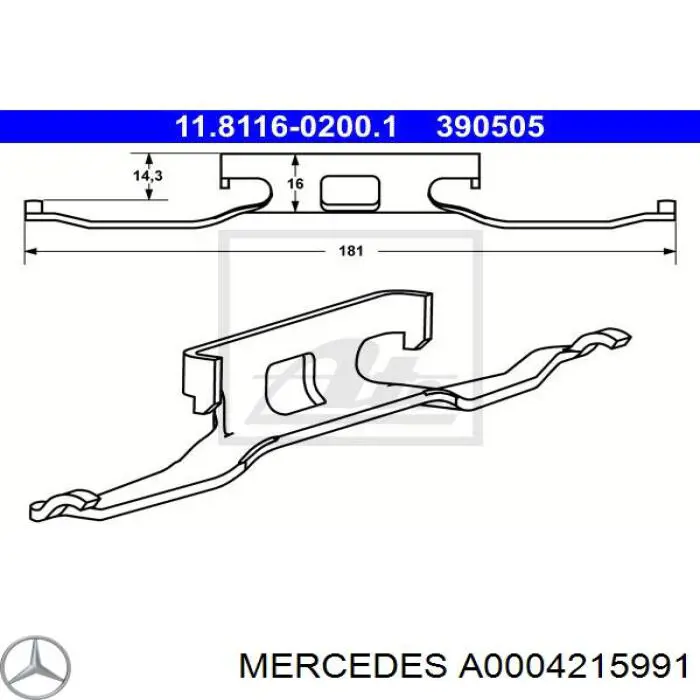 Комплект пружинок кріплення дискових колодок, передніх Mercedes A0004215991 ціна, від 4.54 USD