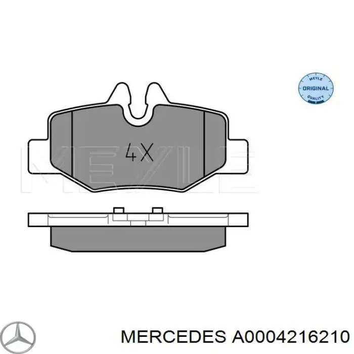 A0004216210 Mercedes Колодки гальмівні задні, дискові