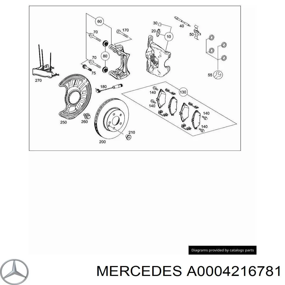 Купити A0004216781 Mercedes Супорт гальмівний передній лівий