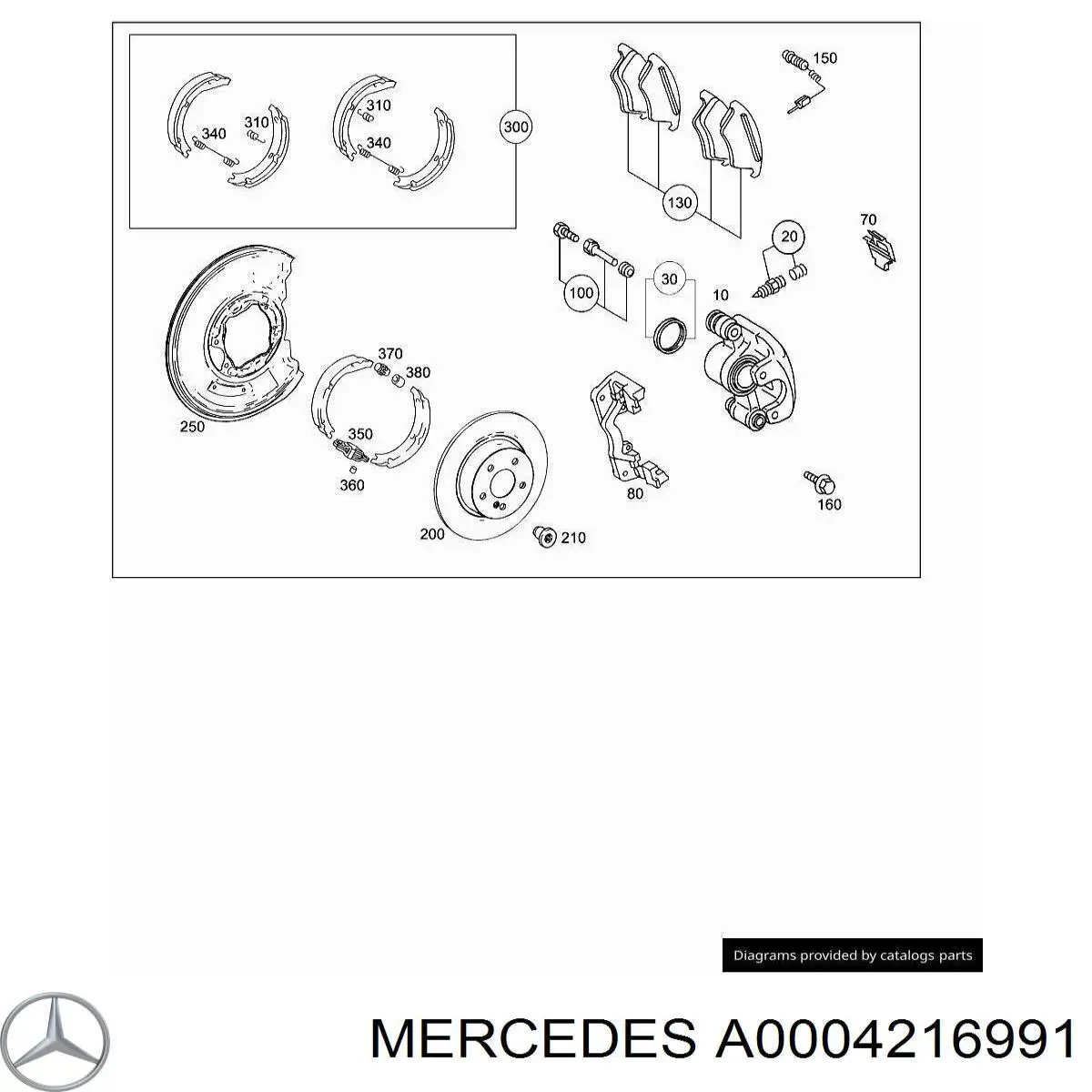 A0004216991 Mercedes комплект пружинок кріплення дискових колодок, задніх