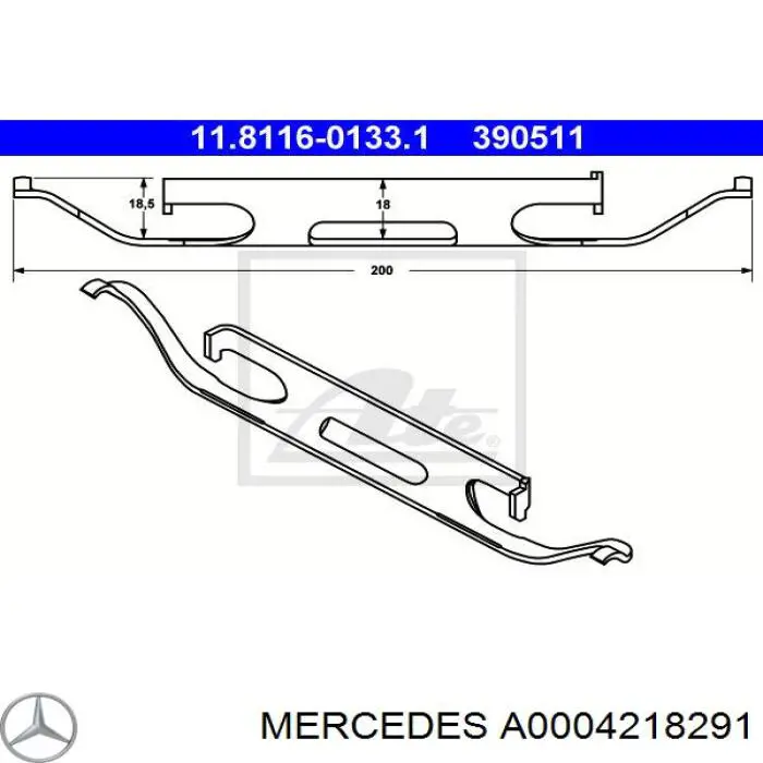 Купити A0004218291 Mercedes Комплект пружинок кріплення дискових колодок, передніх