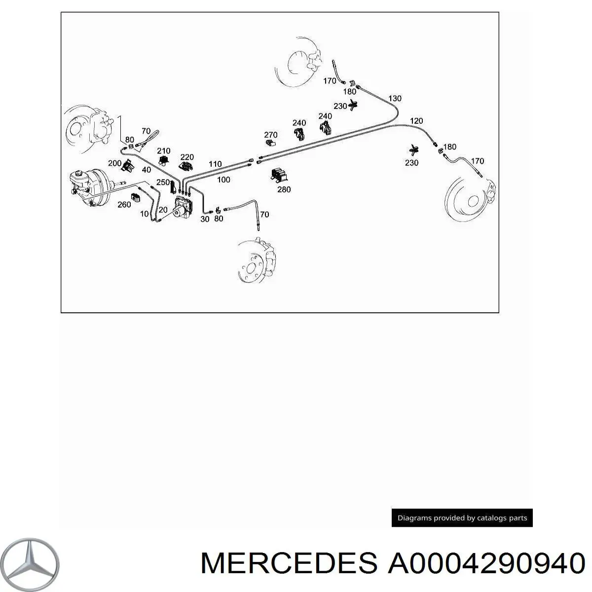 Скоба гальмівної трубки A0004290940 Mercedes